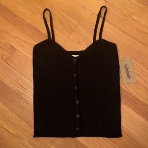 GUSSET small black button down strappy tank top